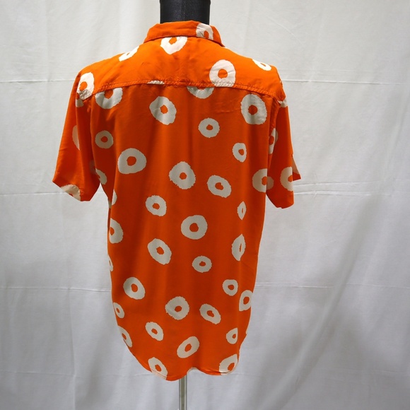 Sovereign Code Los Angeles Shirt L Orange Retro Circle Print Short Sleeve Button - Picture 4 of 5